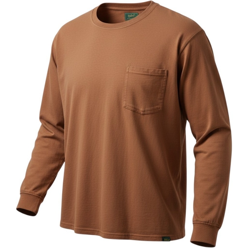 Woolrich T-Shirt Mens XL The Green Label Collection Brown Long Sleeve Pocket Tee